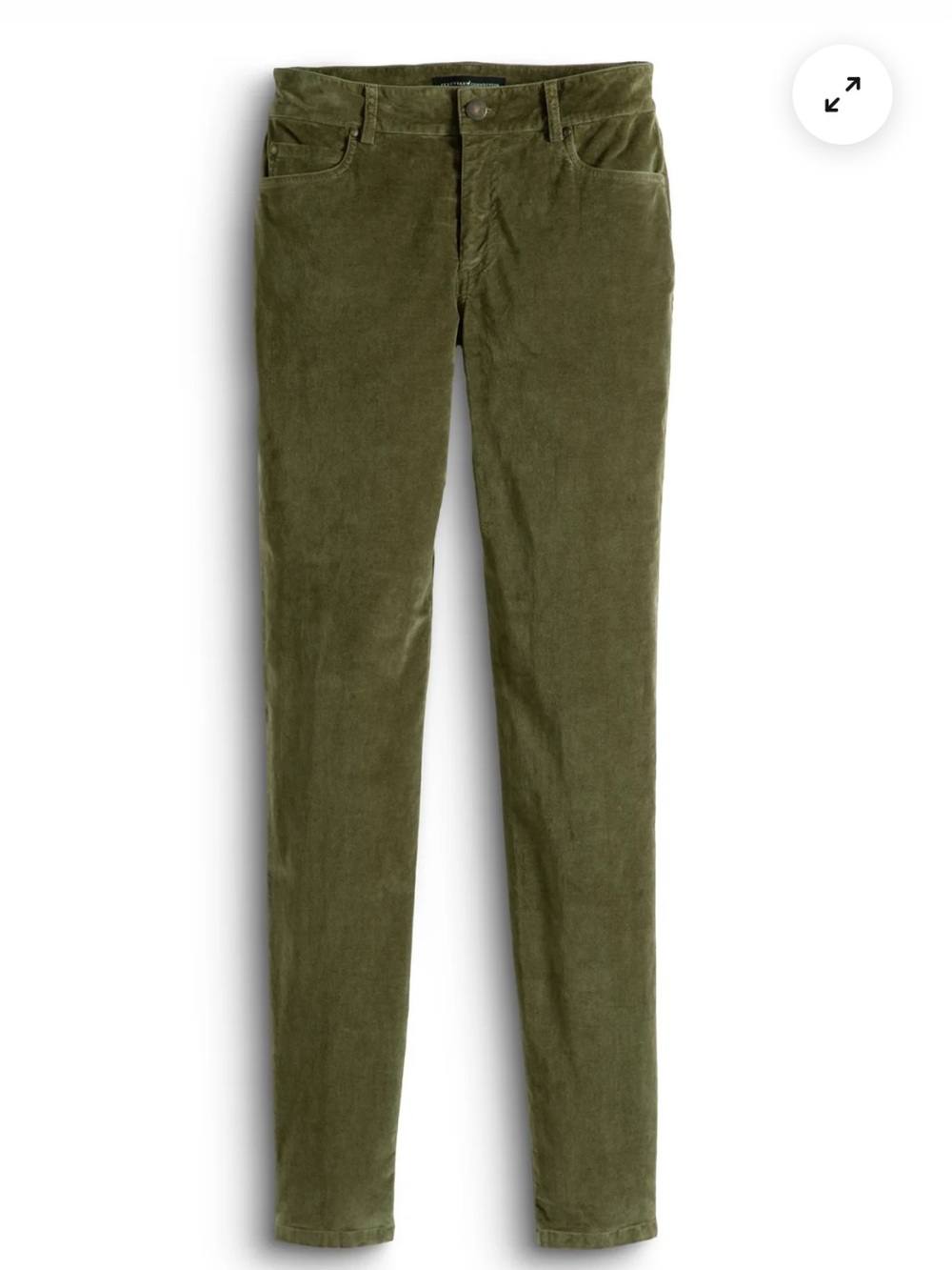 Peruvian Connection Zoe Velveteen Jeans size 6 olive green